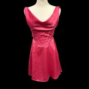Urban Outfitters Pink cowl neck cocktail dress Mini XS Date Corset Waist Satin